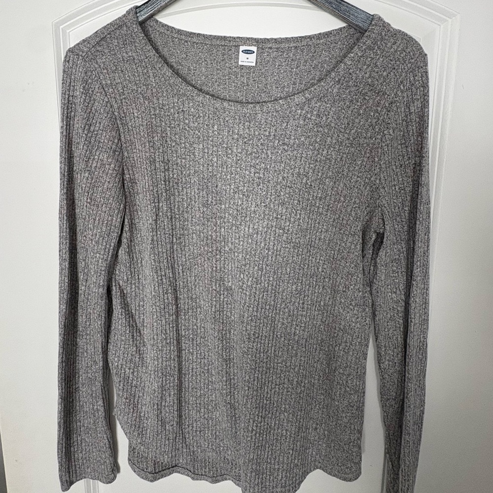Old Navy Heather Gray Ribbed Knit Top